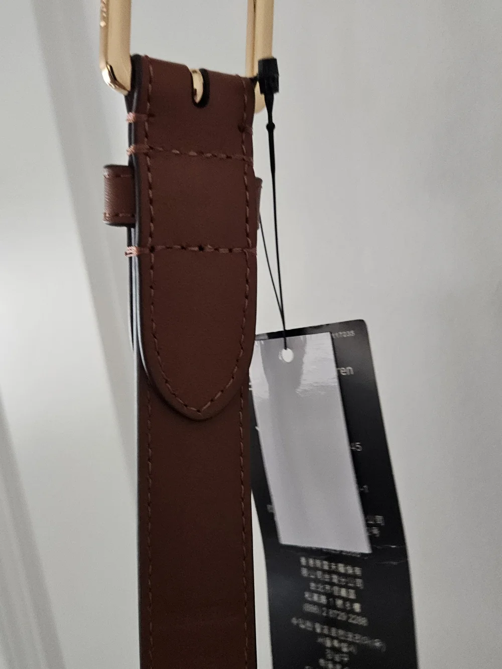 NWT Women's Lauren Ralph Lauren Logo-Keeper Leather Skinny Belt Size M